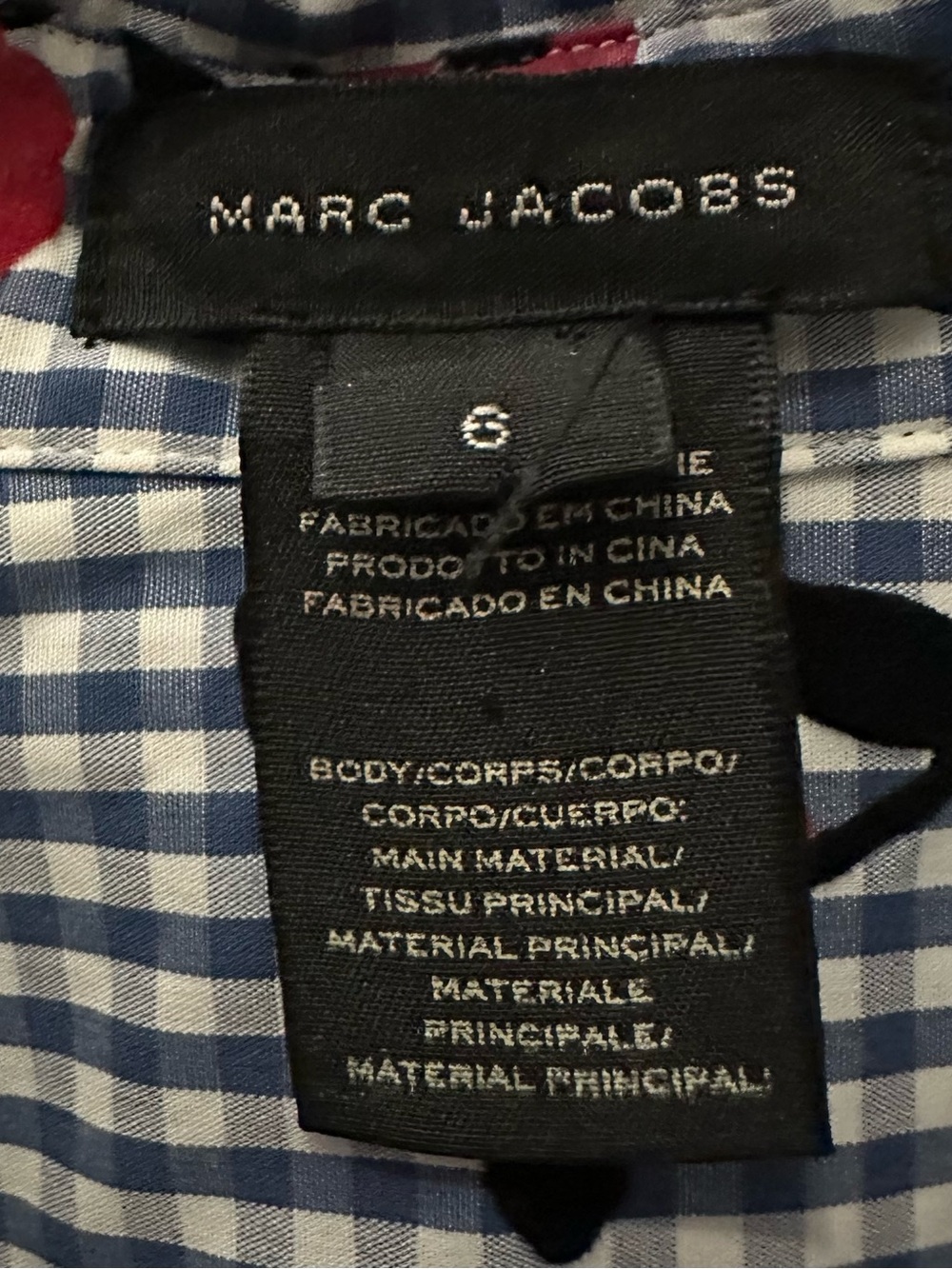 Marc Jacobs Floral Flocked Gingham Bow Tie Blouse Top 6 - Picture 4 of 5